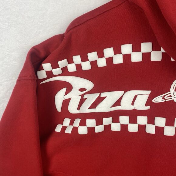 Disney Spirit Jersey Pizza Planet Zip Up Sweater Adult Medium Red Hooded - Picture 5 of 12